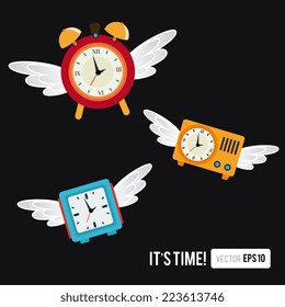 Time design over black background, vector illustration 