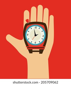 Time design over red background, vector illustration