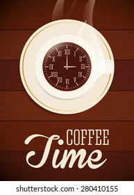 Time design over wooden background, vector illustration.