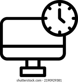 Time Desktop Icon With Outline Style, Time Management Sign And Symbol Isolated On White Background