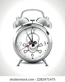 Time to Die - Alarm clock with illustration of the time on the clock face as a timeout concept