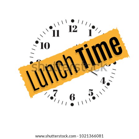 
It's time to dine. Office wall clock. Template design in large size. A layout for branding and advertising isolation. A beautiful and original timer on a transparent background. Vector illustration.