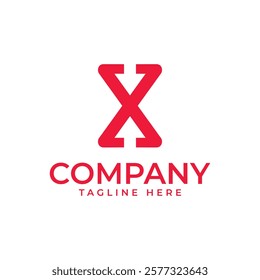 Time and Direction Logo with Letter X, Hourglass, and Arrow