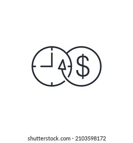 Time and dollar. Cash motion. Vector linear icon isolated on white background.