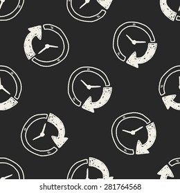 time doodle seamless pattern background