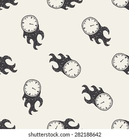 time doodle seamless pattern background