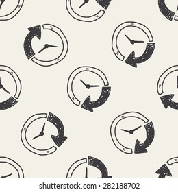 Time Doodle Seamless Pattern Background