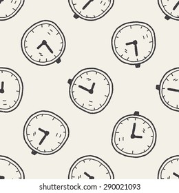 time doodle seamless pattern background