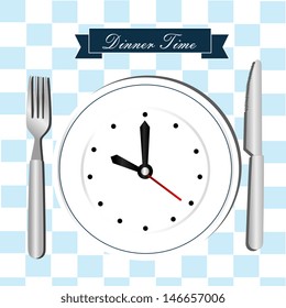 time drawing over tablecloths background vector illustration 