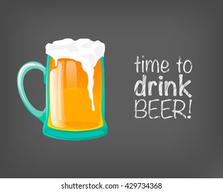 Time To Drink Beer.Vector Illustration. The concept of time to drink alcohol
