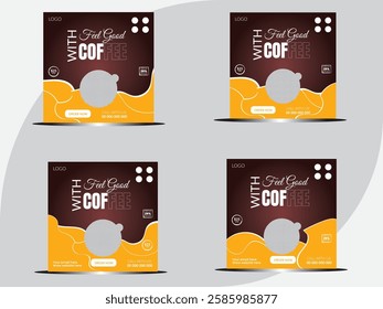 Time to drink coffee in realistic style. Cup of strong coffee with coffee beans and refined sugar on a white background. Creative vector banner with place for text.