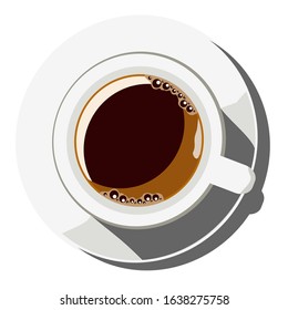 Time to drink coffee. Vector illustration of a cup of coffee with a shadow on a white background