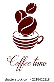 Time to drink coffee. Vector illustration of coffee break advertising poster. Sketch for creativity.