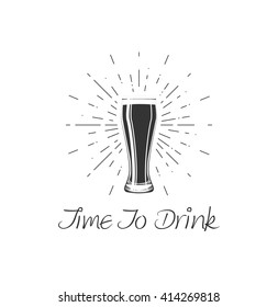 Time To Drink - Lager Light Beer Glass.