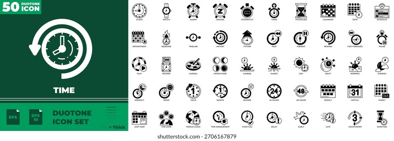 Conjunto de iconos editables de duotono de tiempo