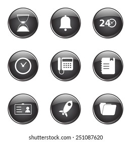 Time Duration Black Vector Button Icon Design Set