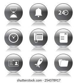 Time Duration Black Vector Button Icon Design Set