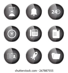 Time Duration Black Vector Button Icon Design Set
