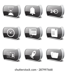Time Duration Black Vector Button Icon Design Set