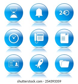 Time Duration Blue Vector Button Icon Design Set