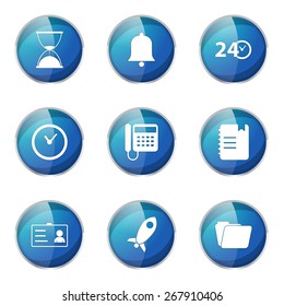 Time Duration Blue Vector Button Icon Design Set