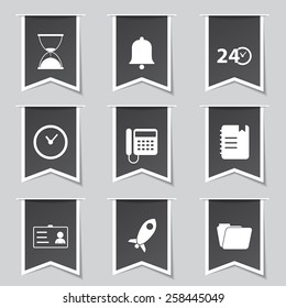 Time Duration Label Vector Black Button Icon Design Set