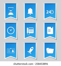 Time Duration Label Vector Blue Icon Design Set