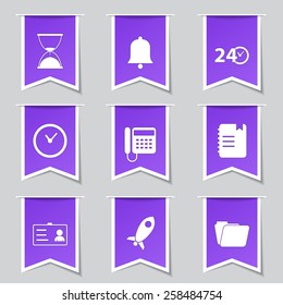 Time Duration Label Vector Violet Icon Design Set