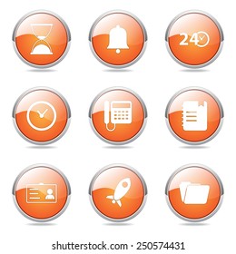 Time Duration Orange Vector Button Icon Design Set