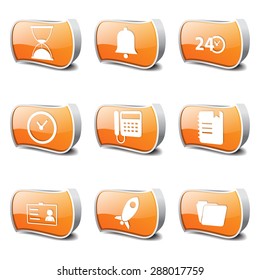 Time Duration Orange Vector Button Icon Design Set