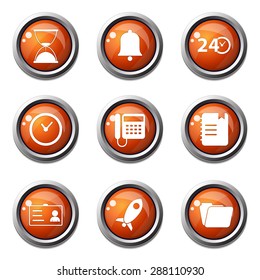 Time Duration Orange Vector Button Icon Design Set