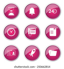 Time Duration Pink Vector Button Icon Design Set