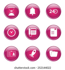 Time Duration Pink Vector Button Icon Design Set