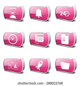 Time Duration Pink Vector Button Icon Design Set