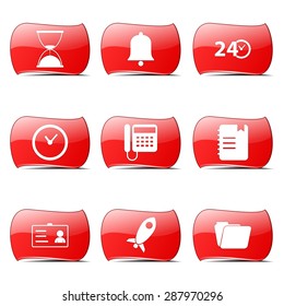 Time Duration Red Vector ButtonIcon Design Set