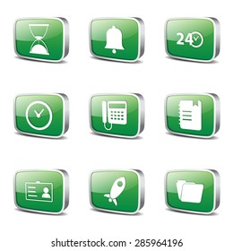 Time Duration Square Vector Green Icon Design Set