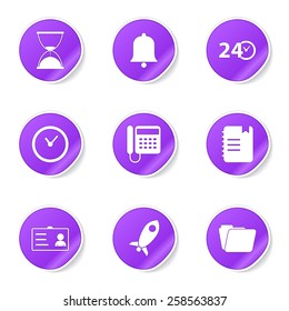 Time Duration Violet Vector Button Icon Design Set