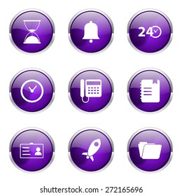 Time Duration Violet Vector Button Icon Design Set