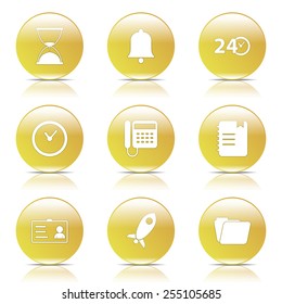Time Duration Yellow Vector Button Icon Design Set