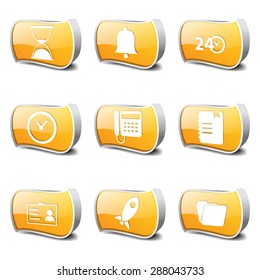 Time Duration Yellow Vector Button Icon Design Set