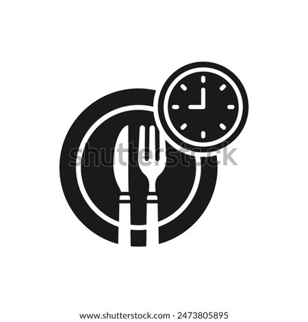 Time to eat icon flat style isolated on white background. Vector illustration