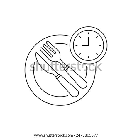 Time to eat icon line style isolated on white background. Vector illustration