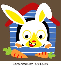 time to eat for little cute rabbit, vector cartoon illustration. Eps 10