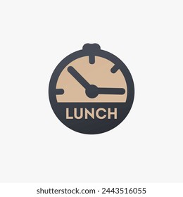 Icono de reloj de almuerzo. Ilustración vectorial aislada