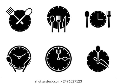 time eat lunch icon set, hour healthy food, diet fast concept, vector illustration on white background