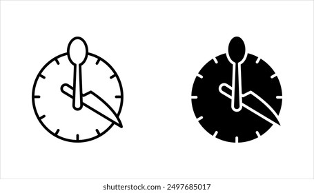 Hora de comer el conjunto de iconos de almuerzo, hora de comida saludable, concepto de dieta rápida, Ilustración vectorial sobre fondo blanco