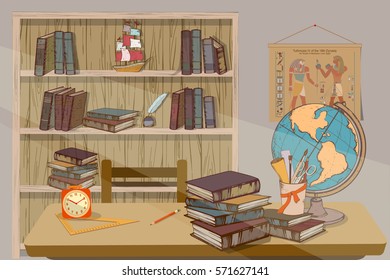 Time to education; back to school; power of knowledge; vector illustration.