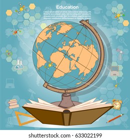 Time to education, back to school,  power of knowledge, vector illustration