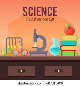Time to education book back to school school subjects power of knowledge vector illustration