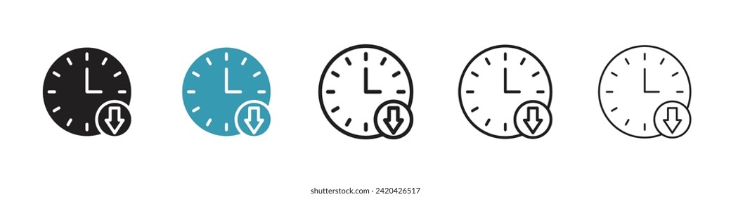 Time Efficiency Vector Icon Set. Quick Duration Management Vector Symbol for UI Design.